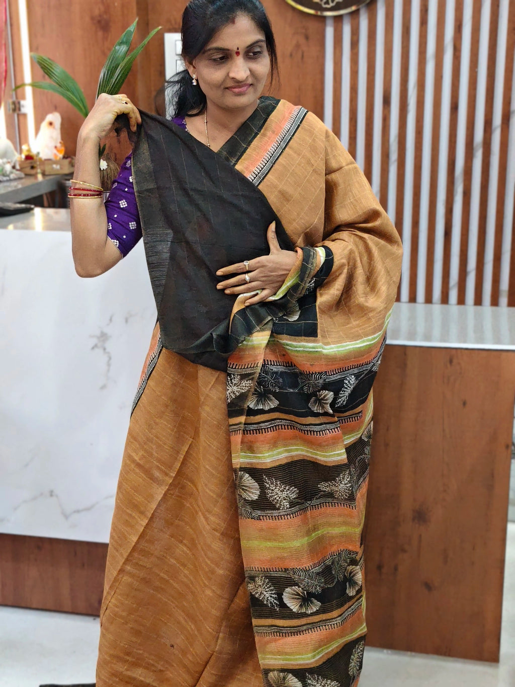 Jute printed saree