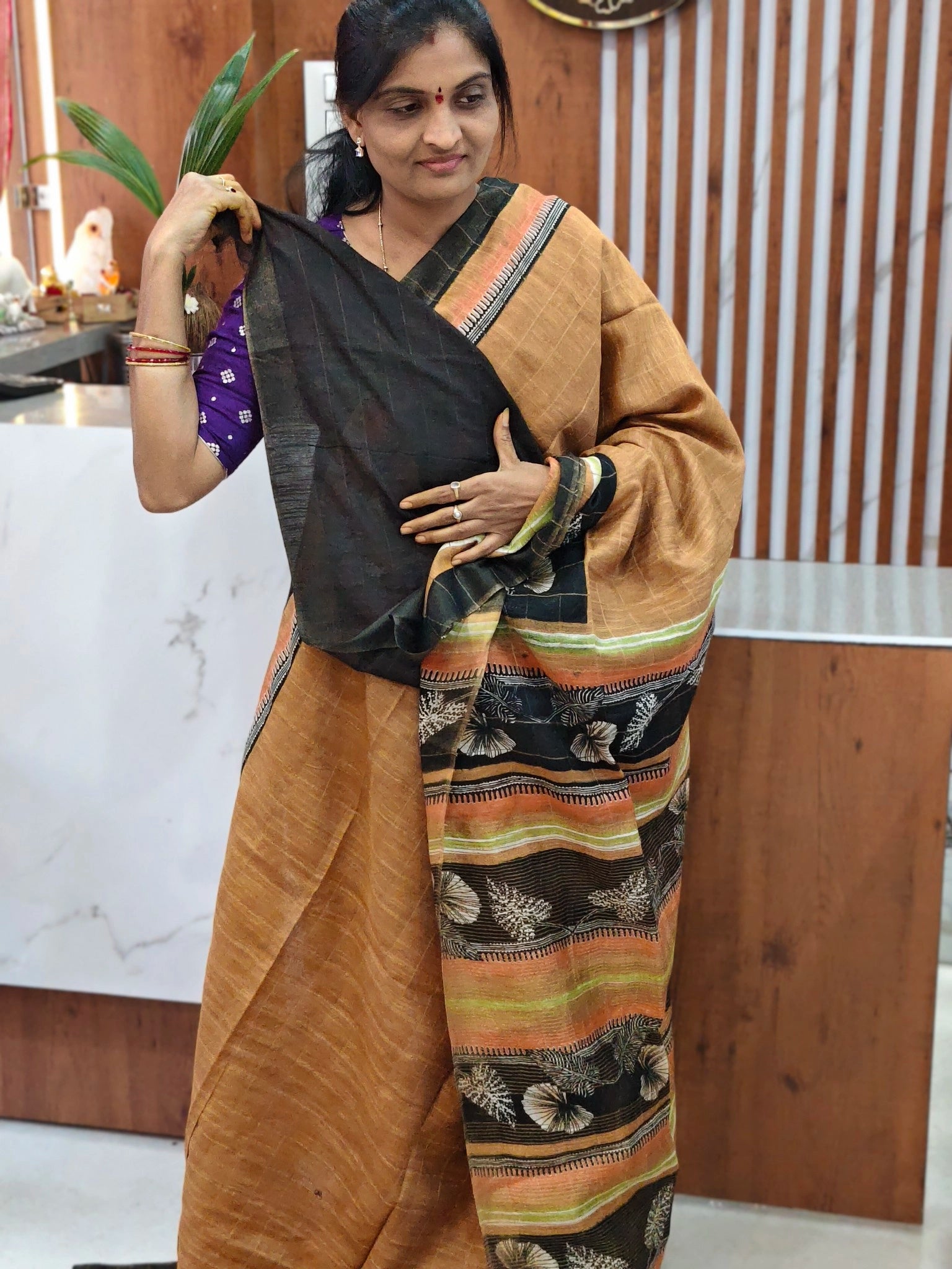 Jute printed saree