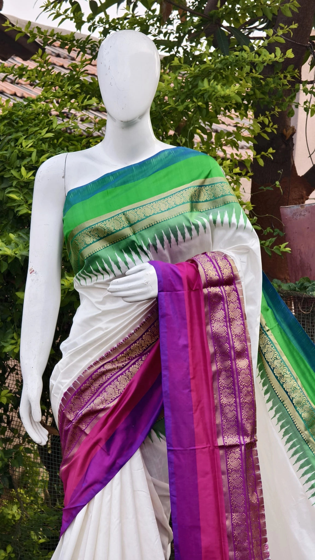 Pochampally ikkat kanchi boarder saree (silk mark certified)