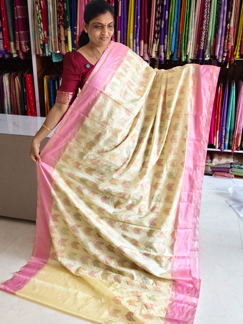 Tussar embroidery design saree