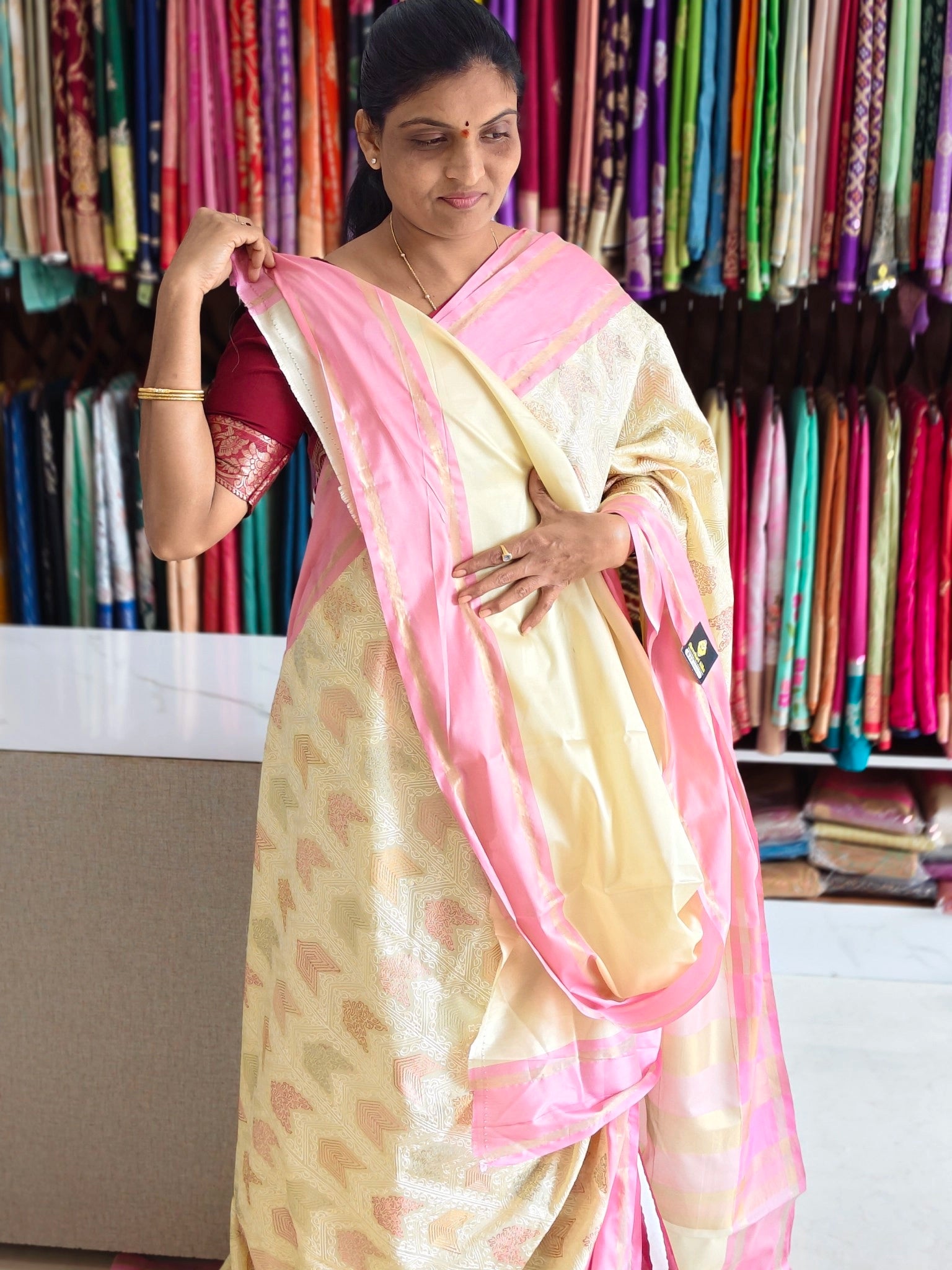 Tussar embroidery design saree