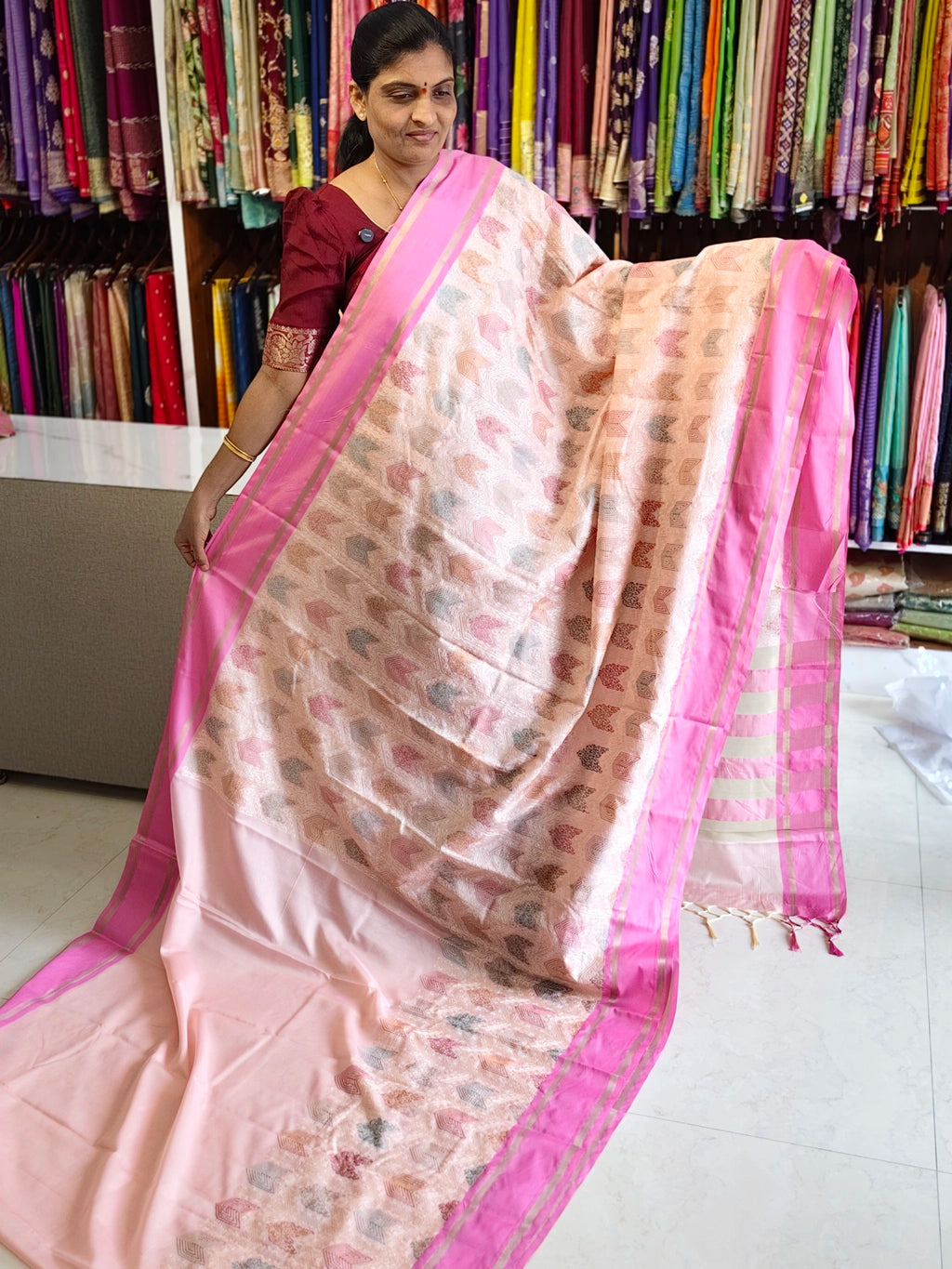 Tussar embroidery design saree