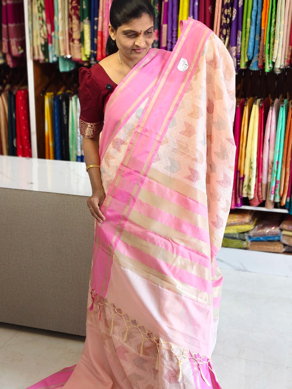 Tussar embroidery design saree