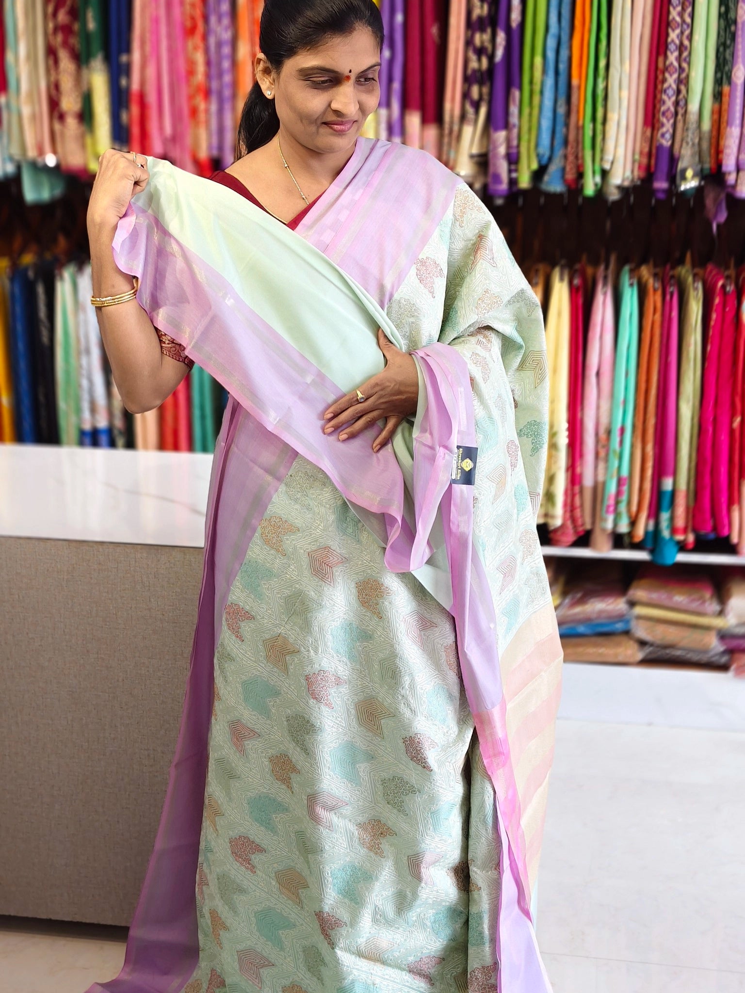 Tussar embroidery design saree