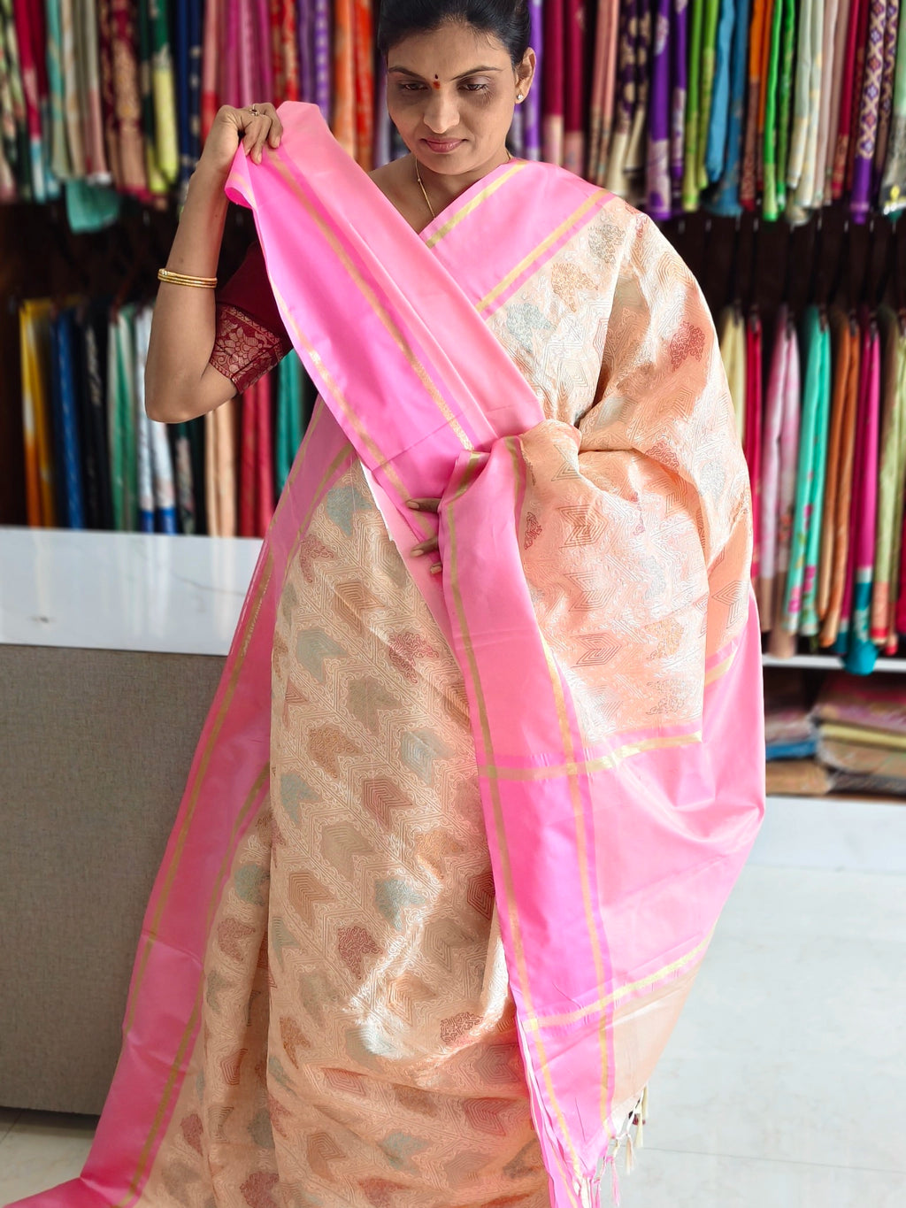 Tussar embroidery design saree