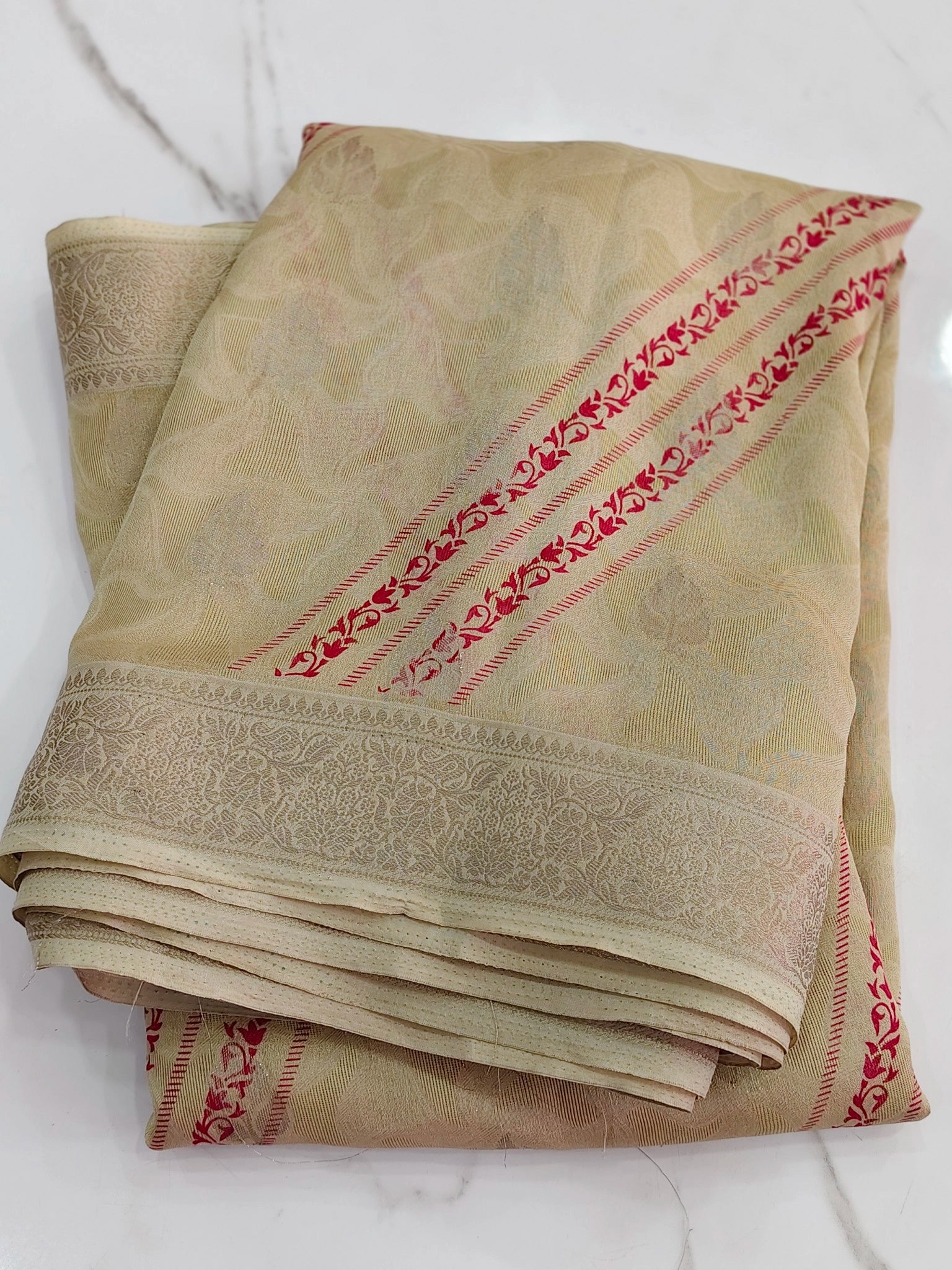 Georgette chinon zari border saree
