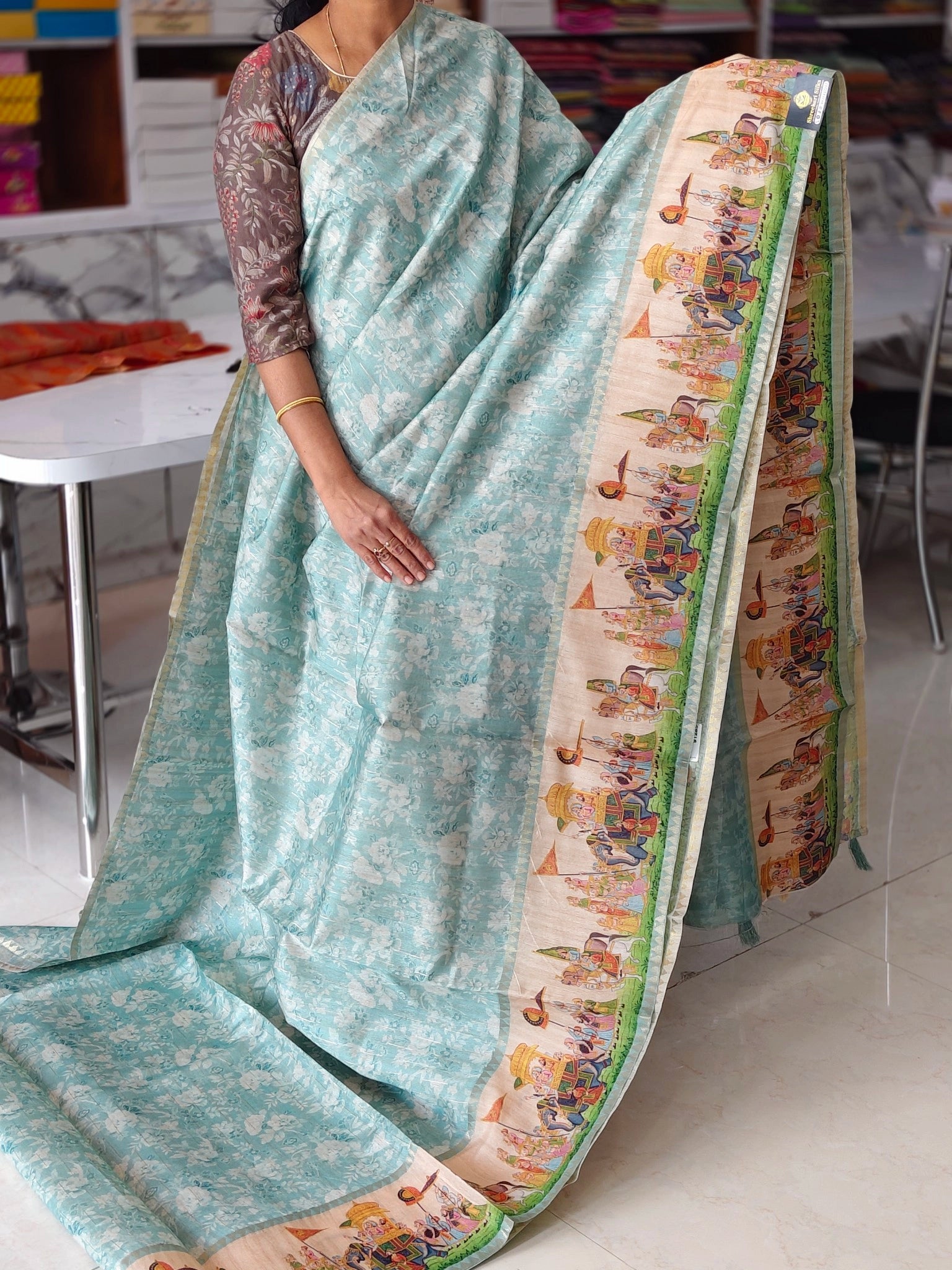 Tussar Digital print saree