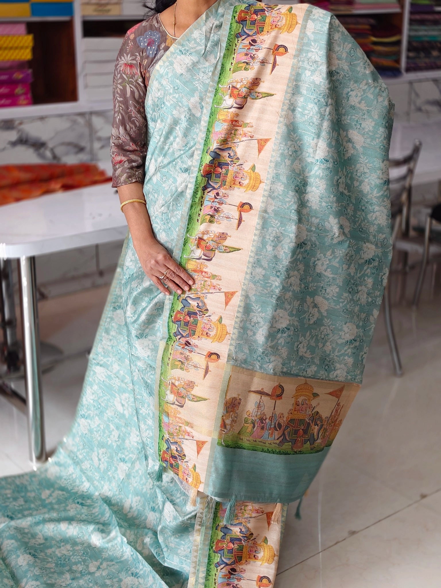 Tussar Digital print saree