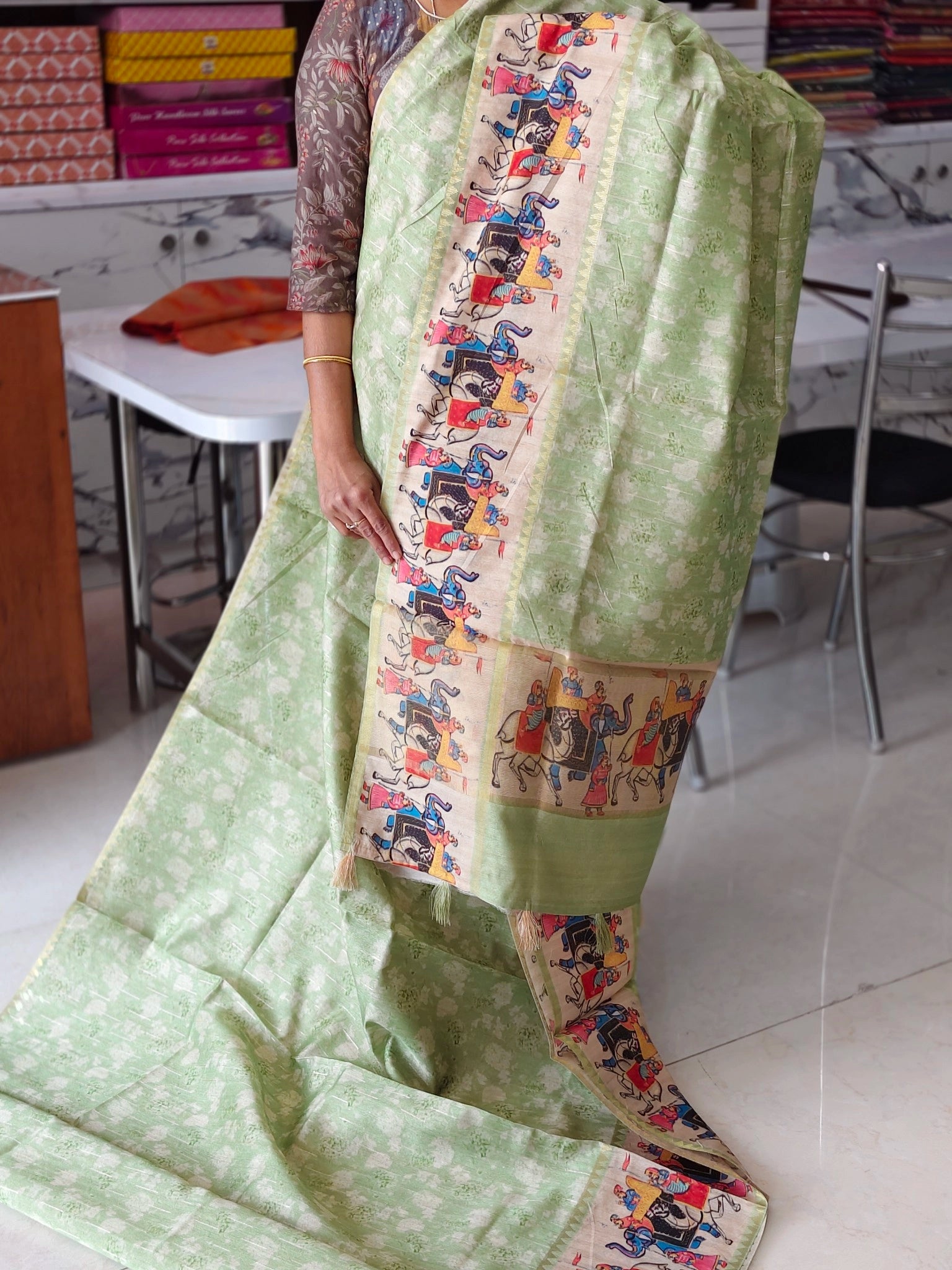 Tussar Digital print saree