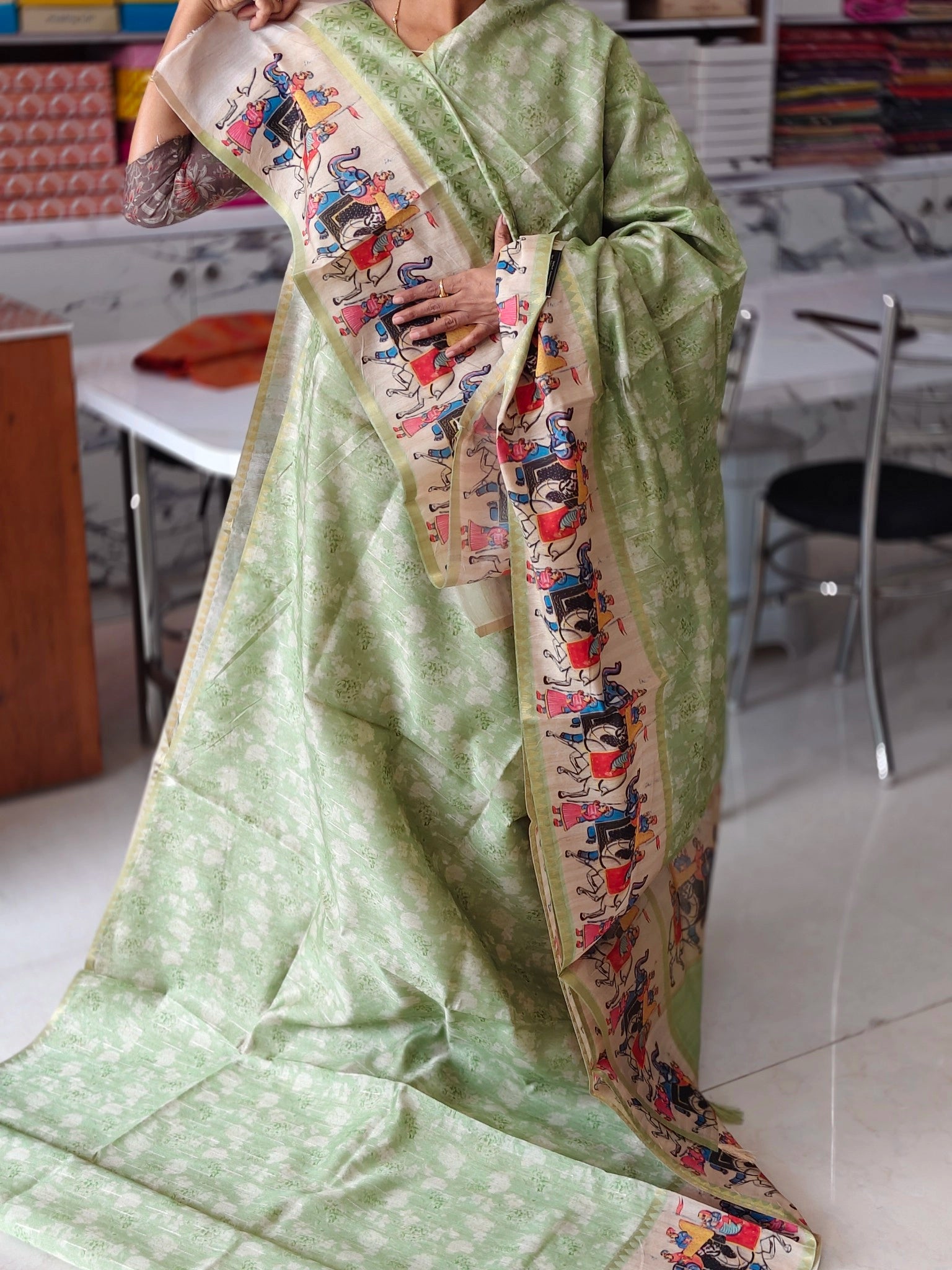 Tussar Digital print saree
