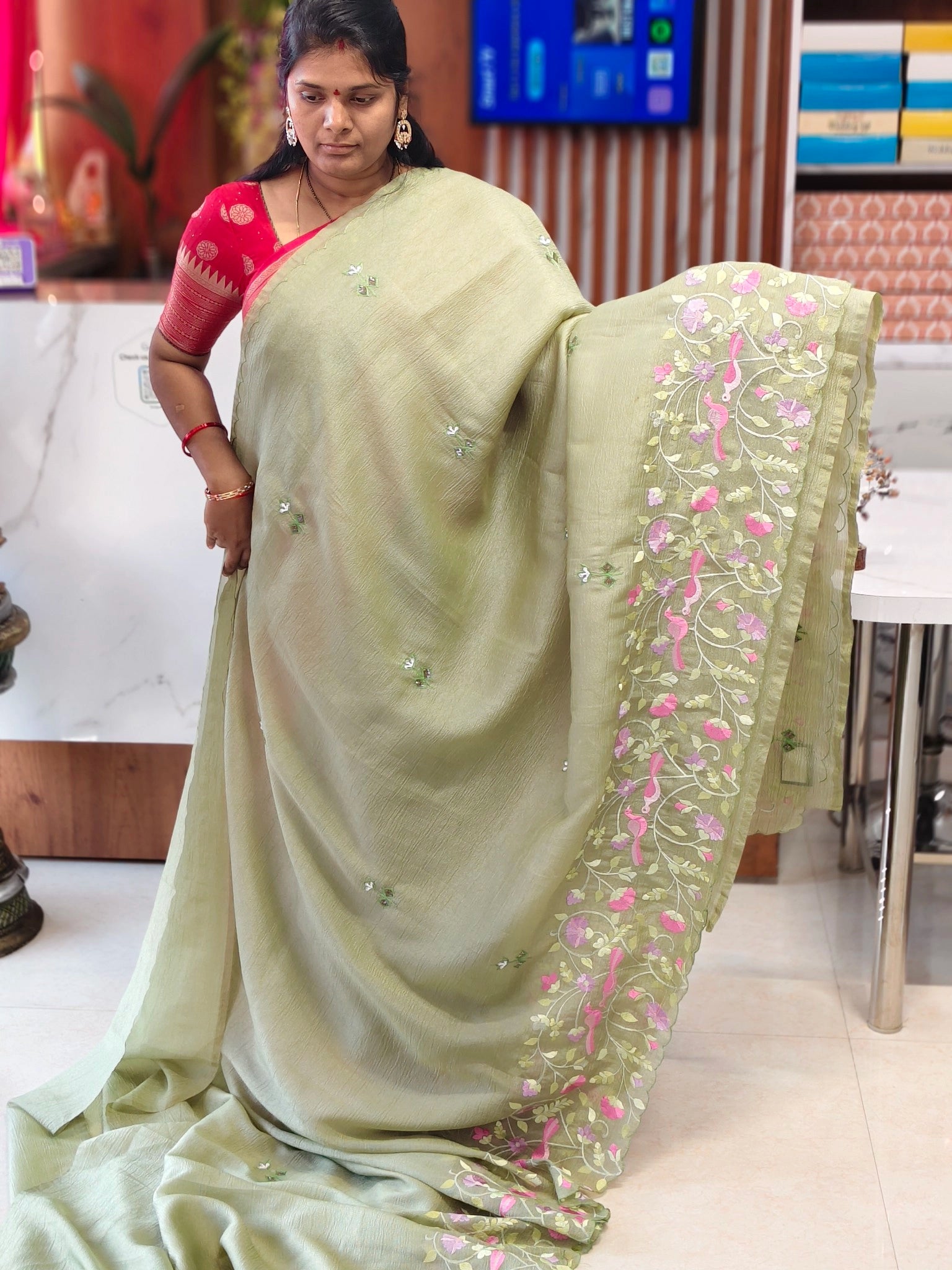 Crush Work saree