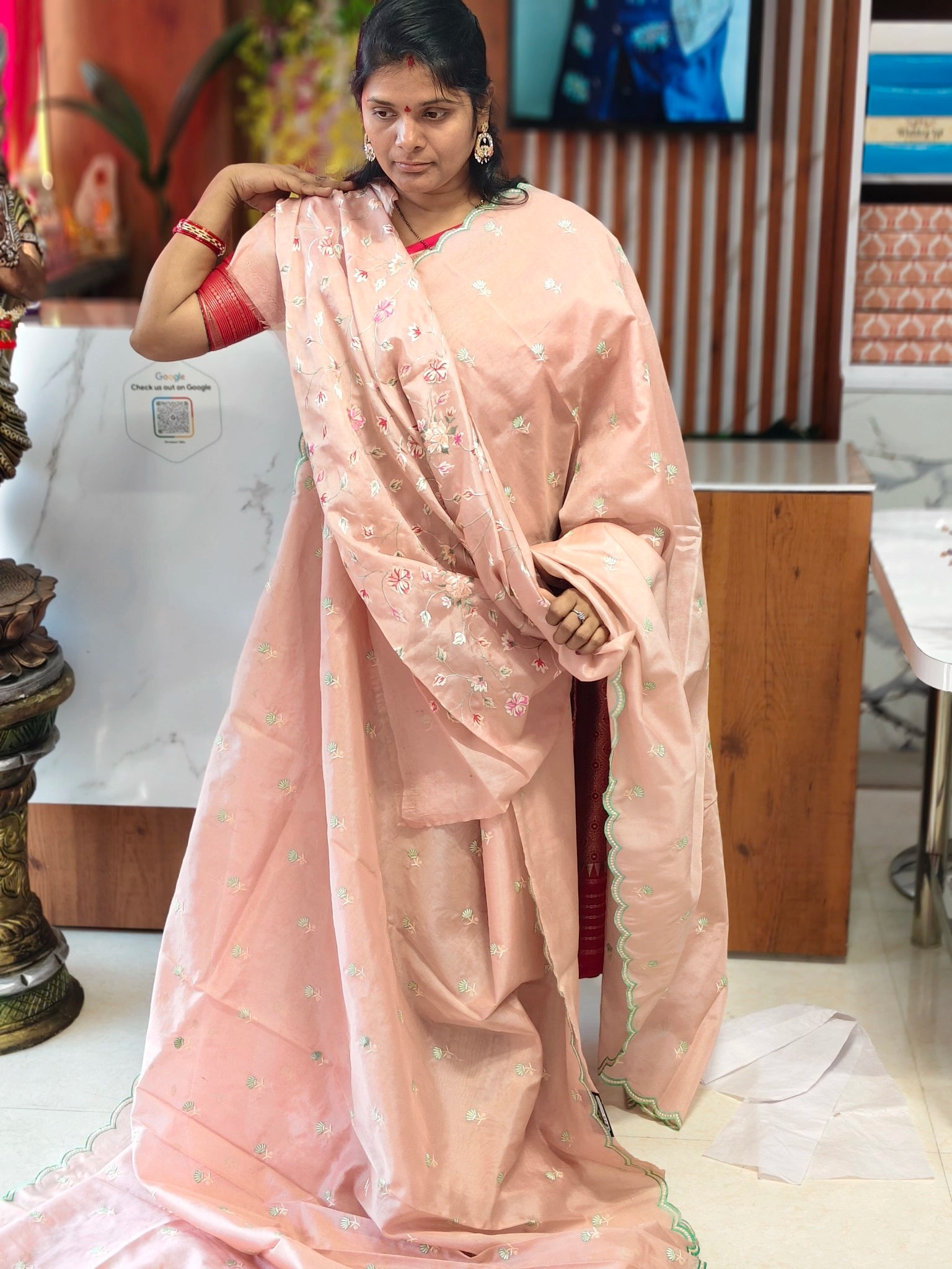 Tissue Embroidery saree
