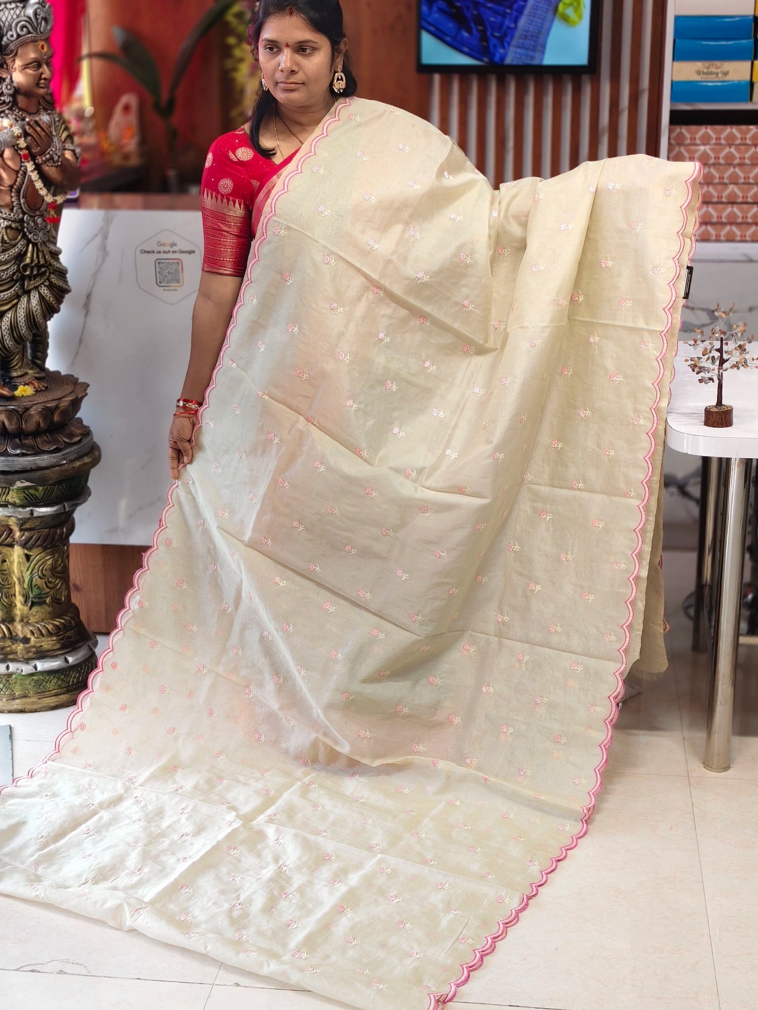 Tissue Embroidery saree