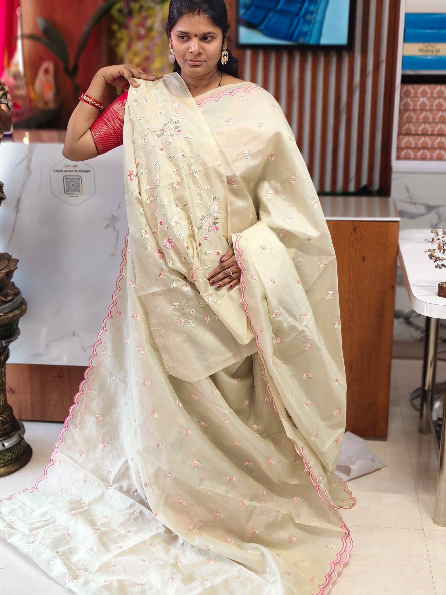 Tissue Embroidery saree
