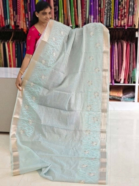 Linen work saree