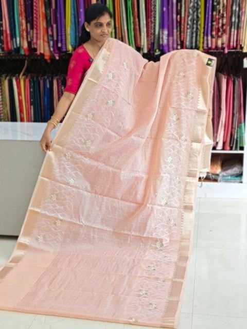 Linen work saree