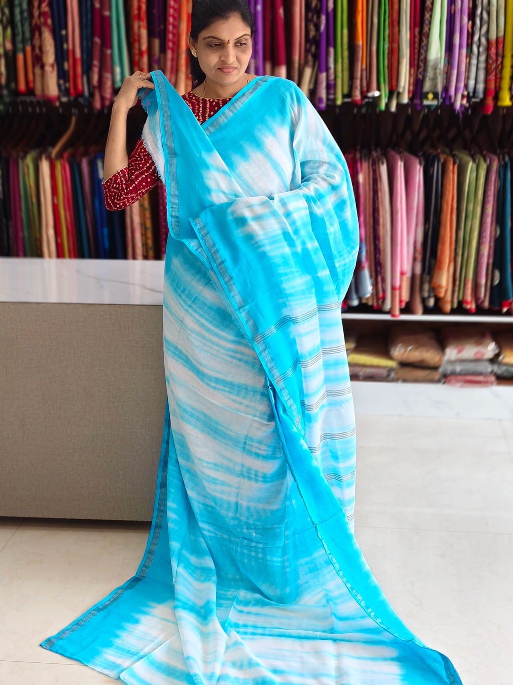 Malai Cotton Shibori print Saree
