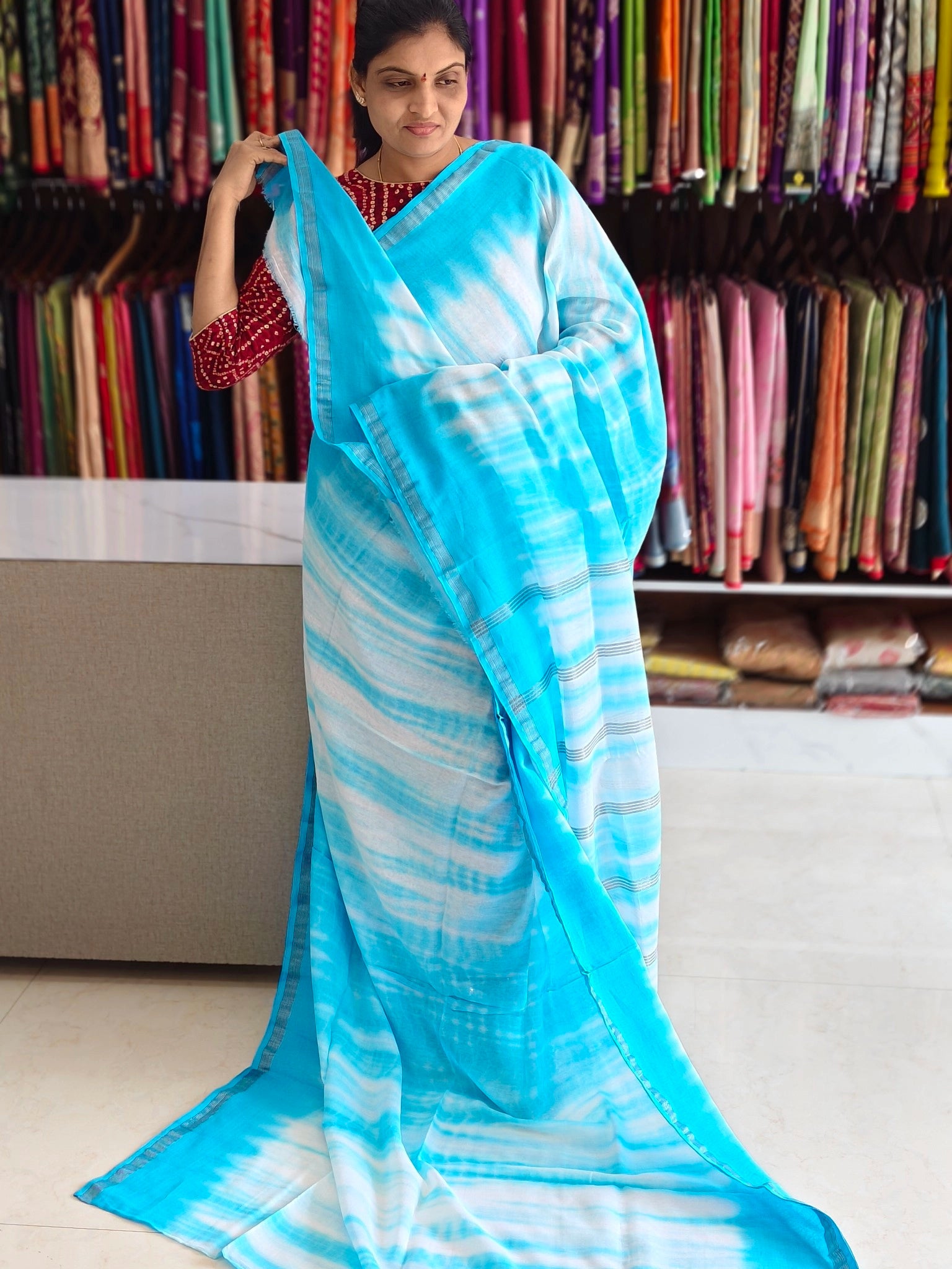 Malai Cotton Shibori print Saree