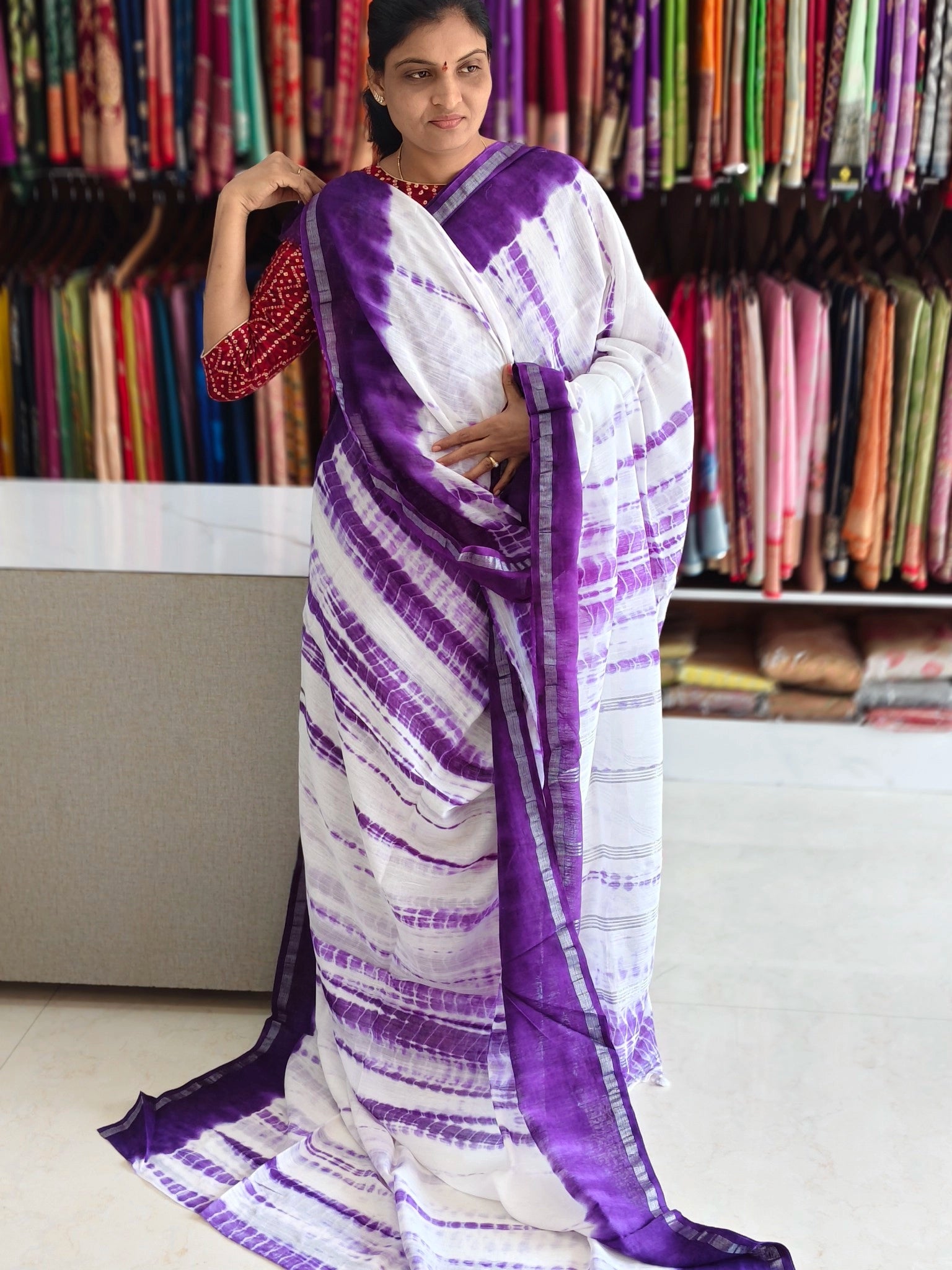 Malai Cotton Shibori print Saree