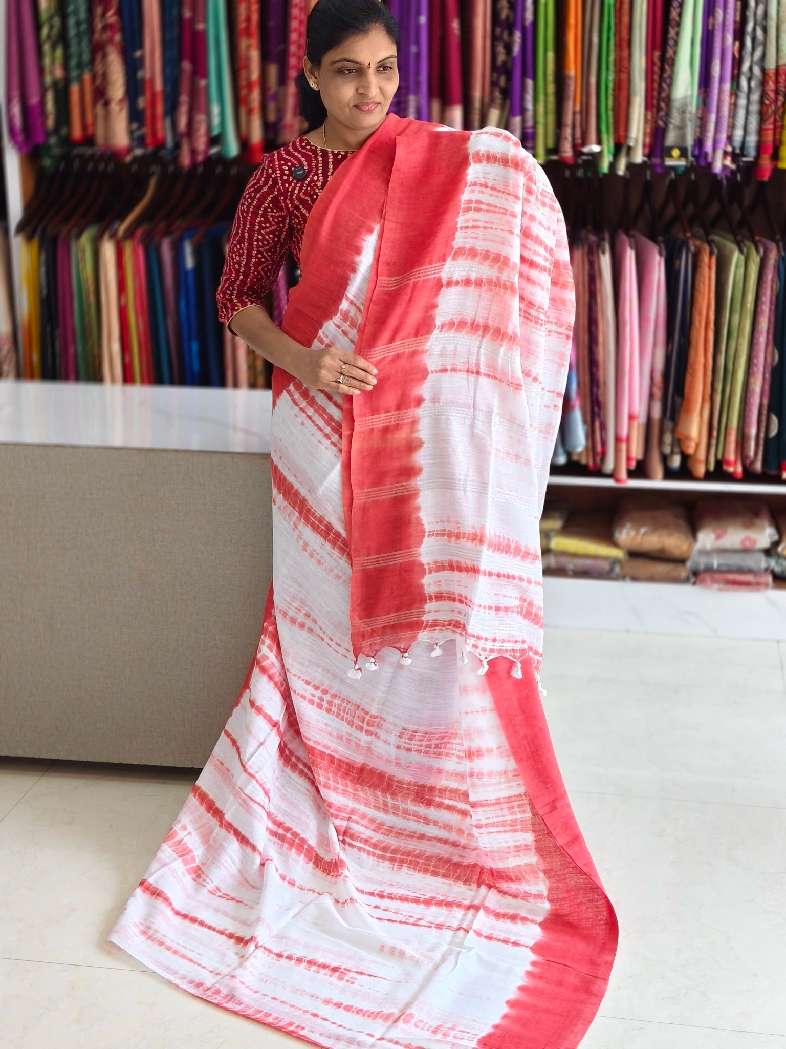 Malai Cotton Shibori print Saree