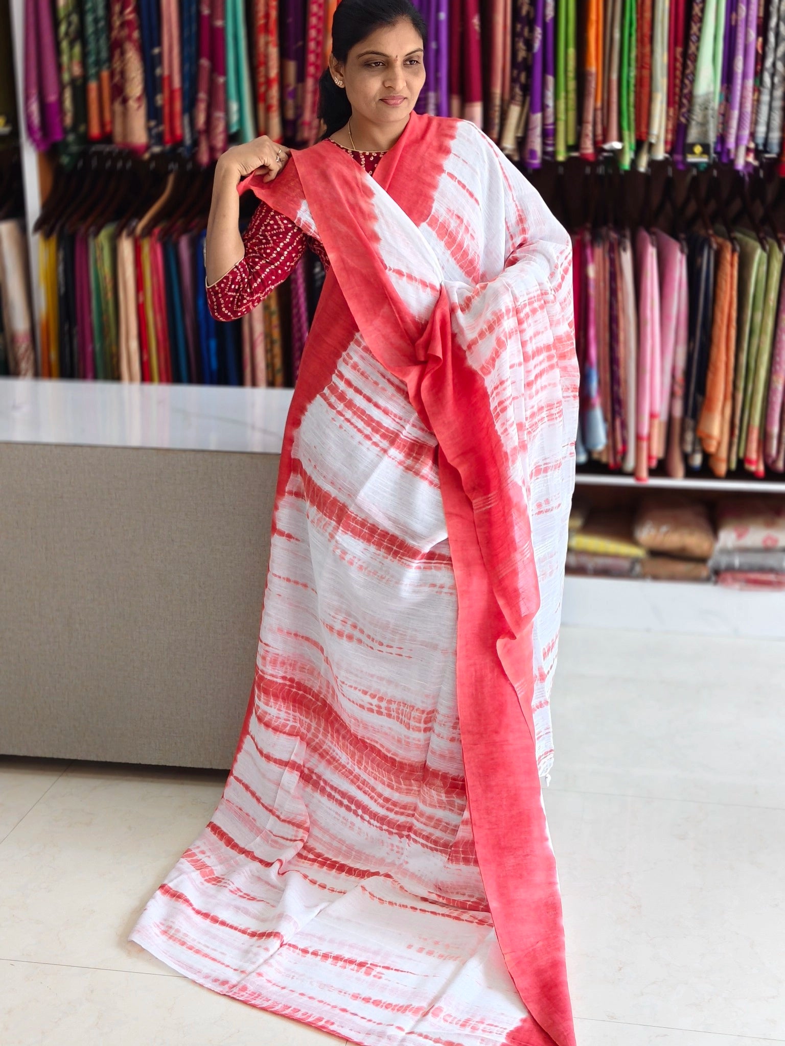 Malai Cotton Shibori print Saree