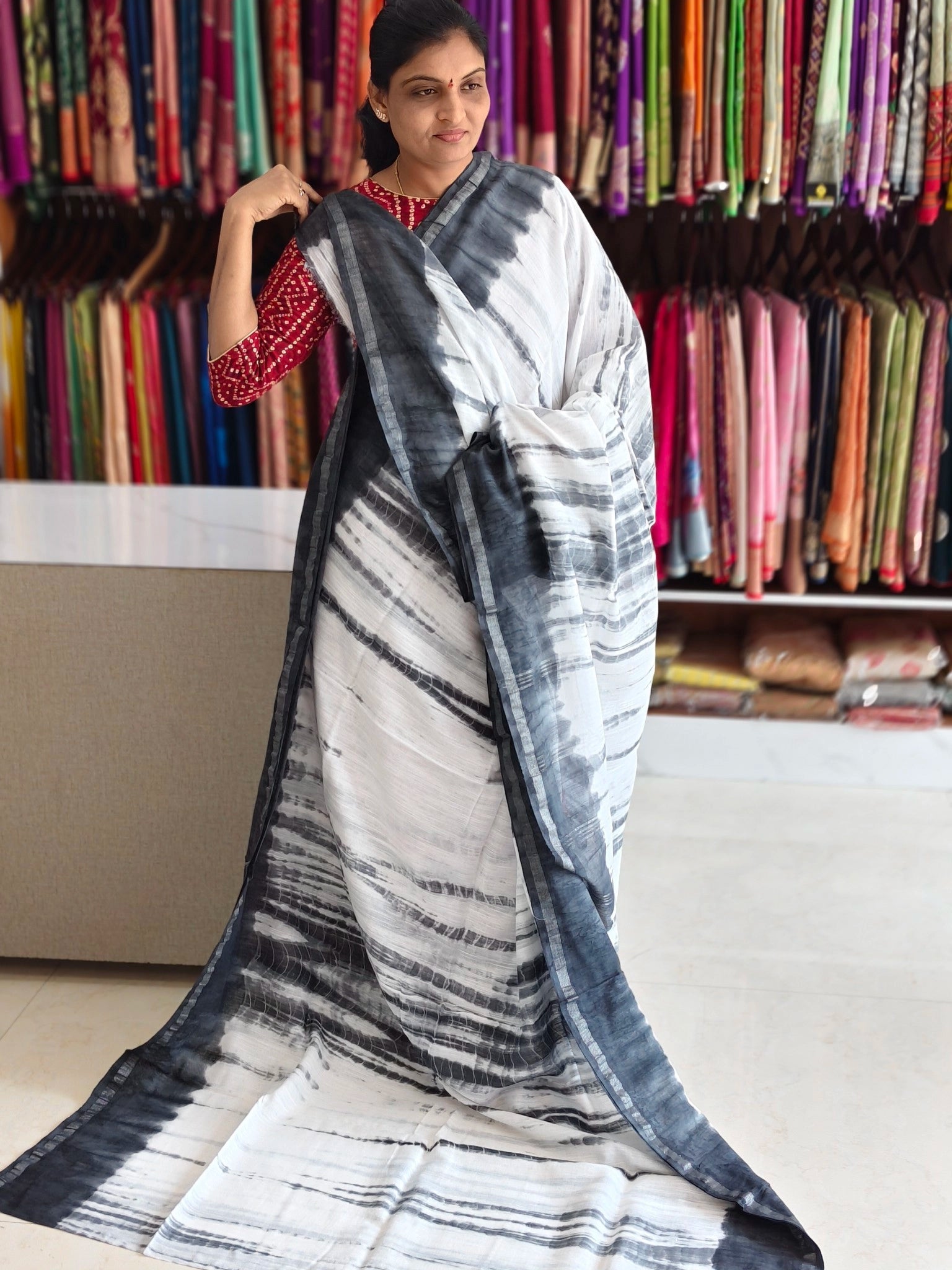 Malai Cotton Shibori print Saree
