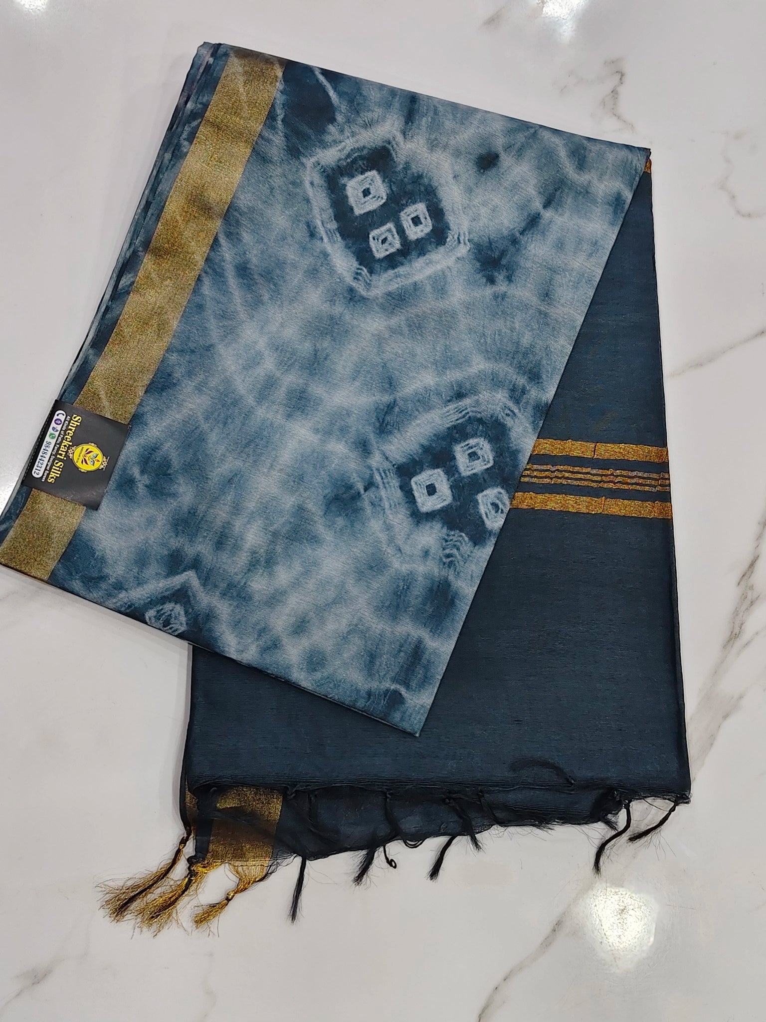 Kolkatha Shibori print with soft cloth saree