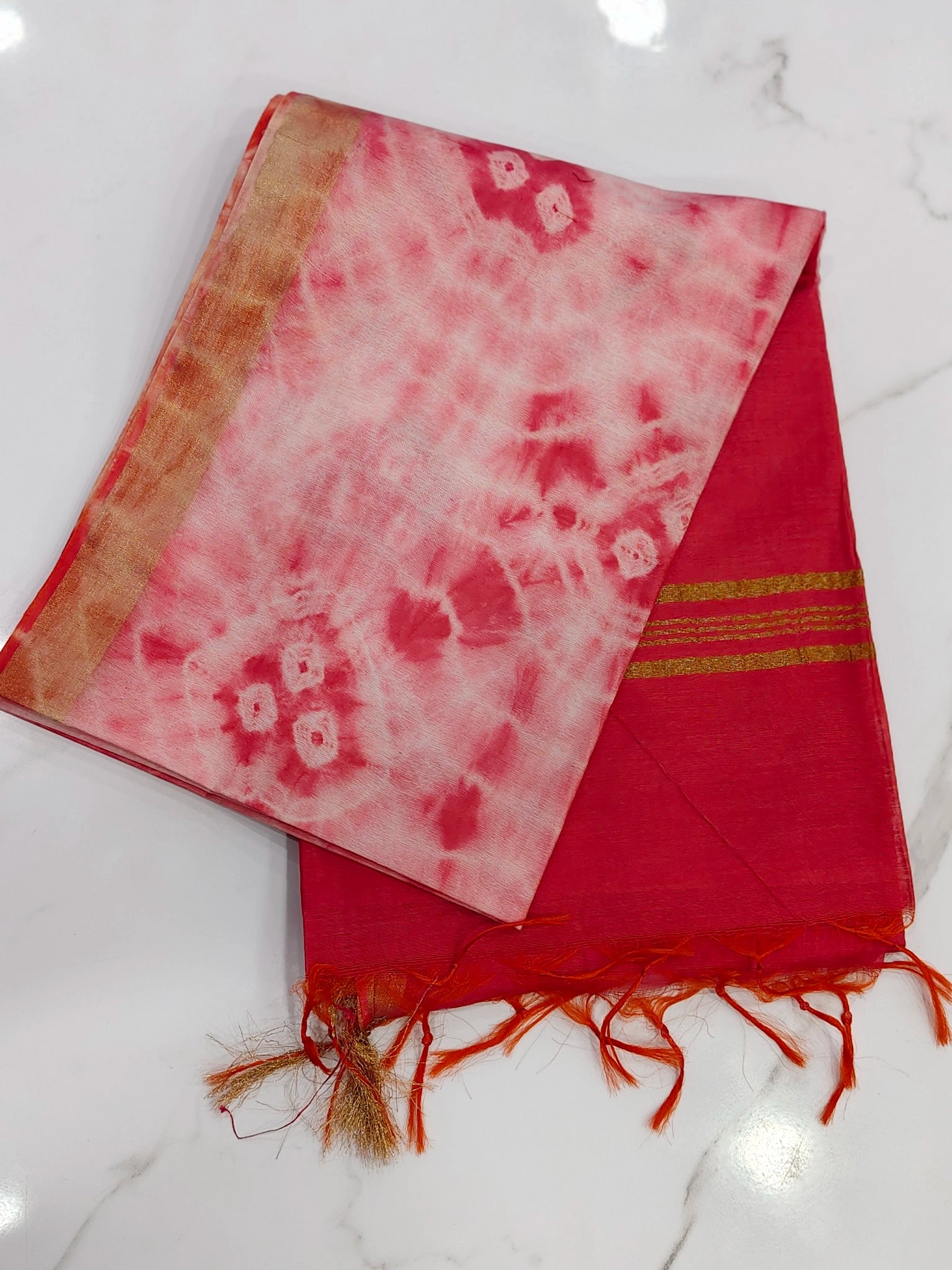 Kolkatha Shibori print with soft cloth saree