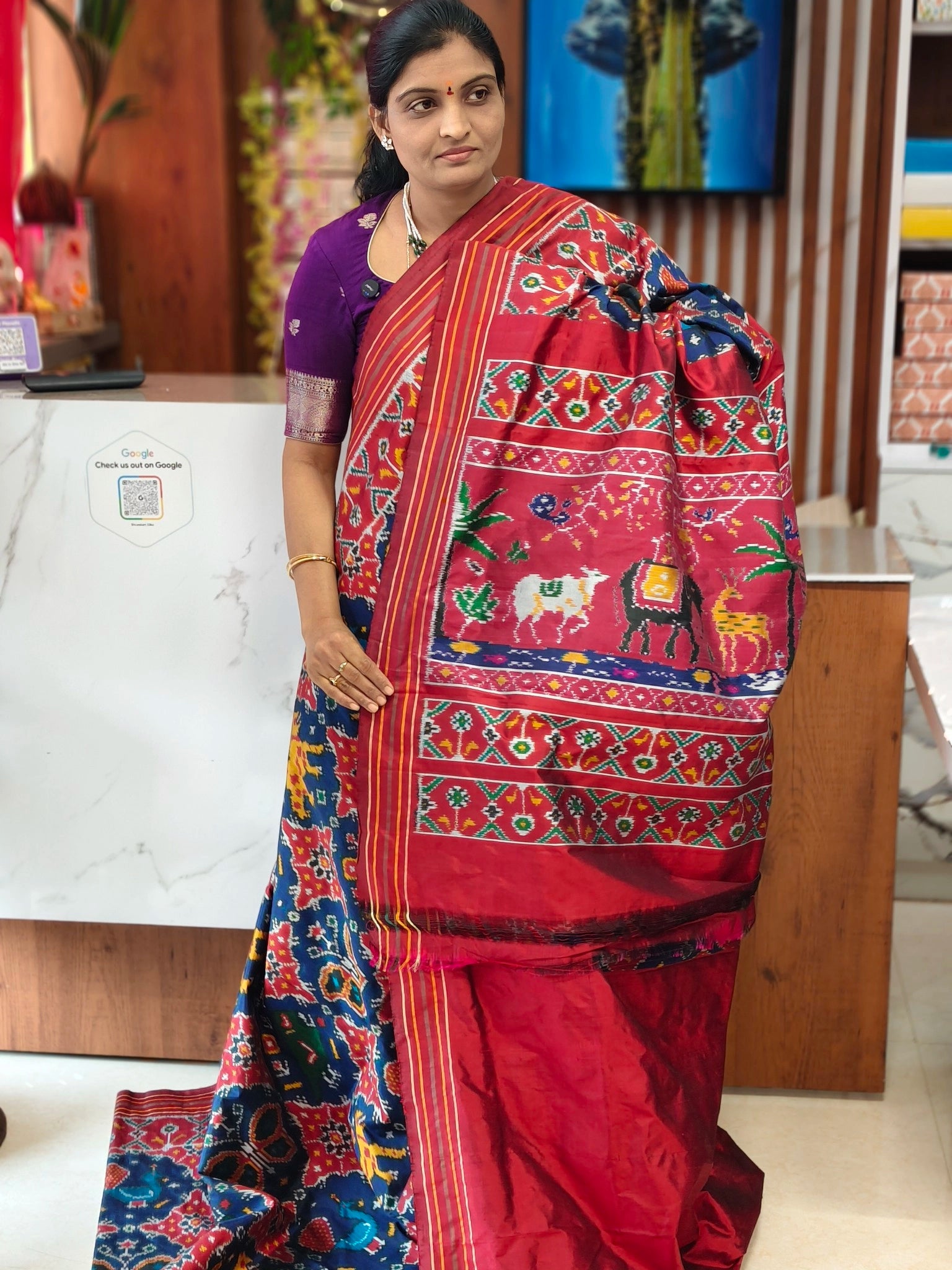 Combodian ikkat patola saree