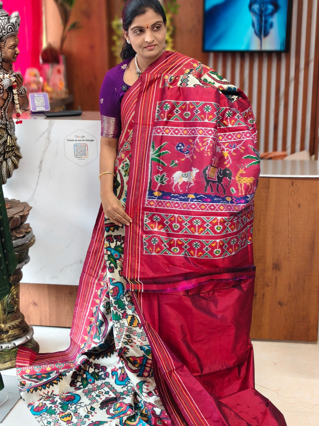 Combodian ikkat patola saree