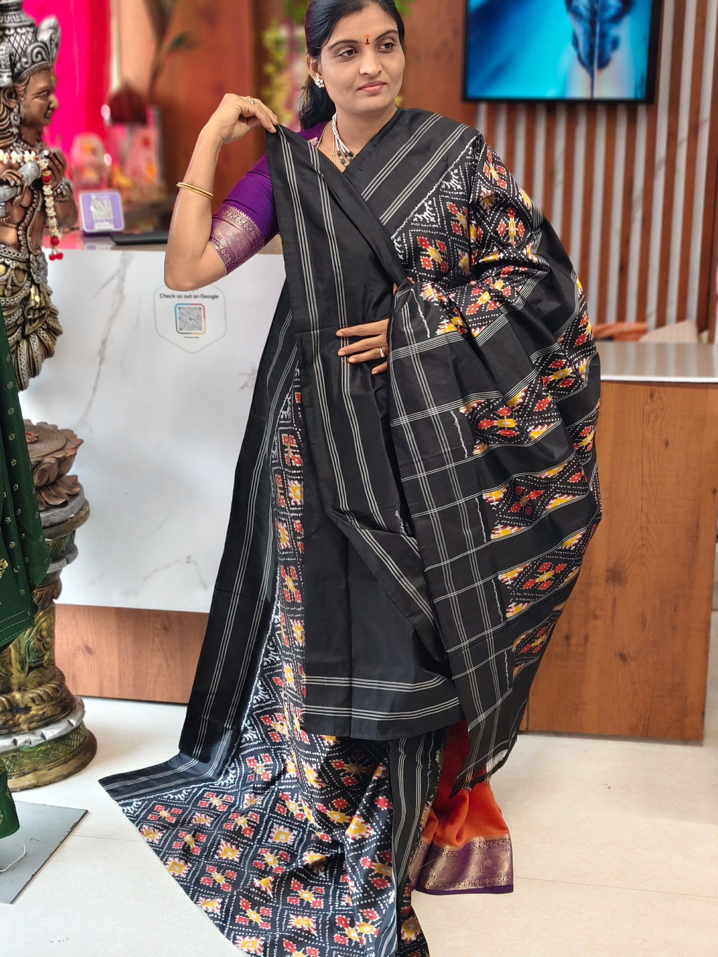 Combodian ikkat patola saree
