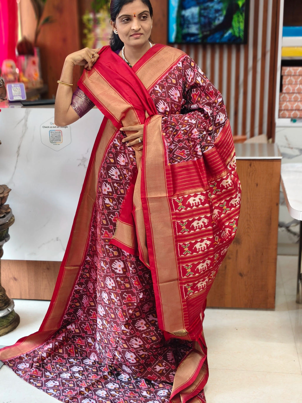 Combodian ikkat patola saree