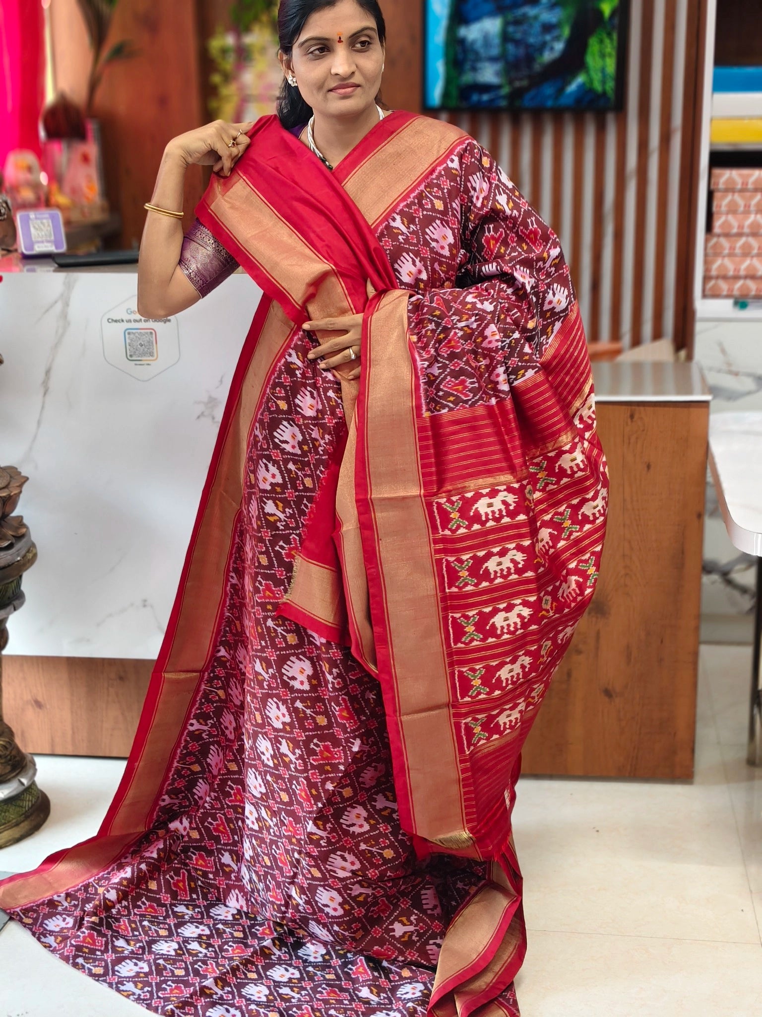 Combodian ikkat patola saree