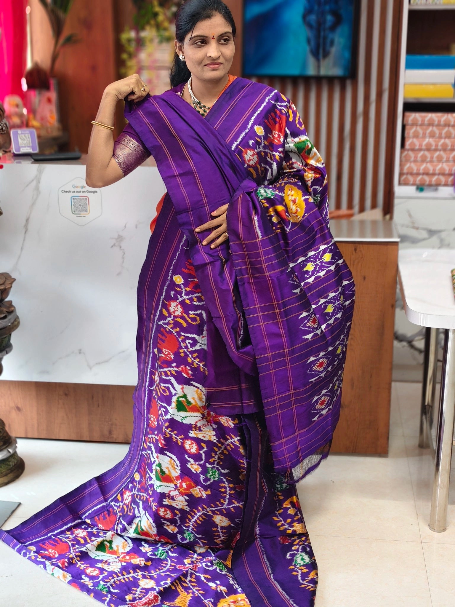 Combodian ikkat patola saree