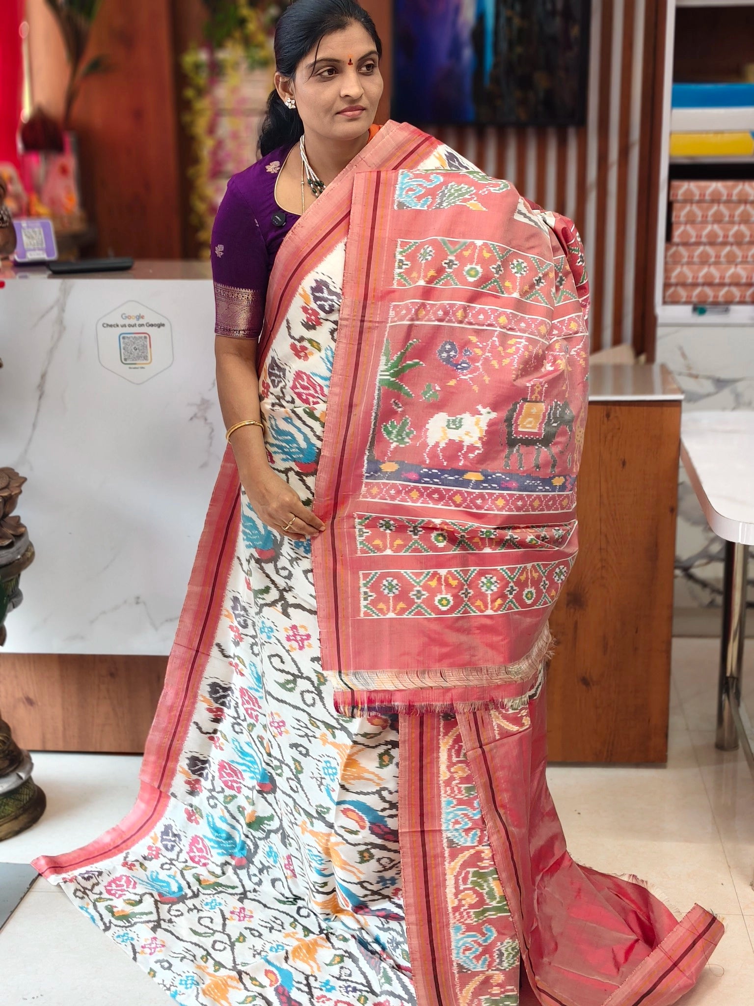 Combodian ikkat patola saree