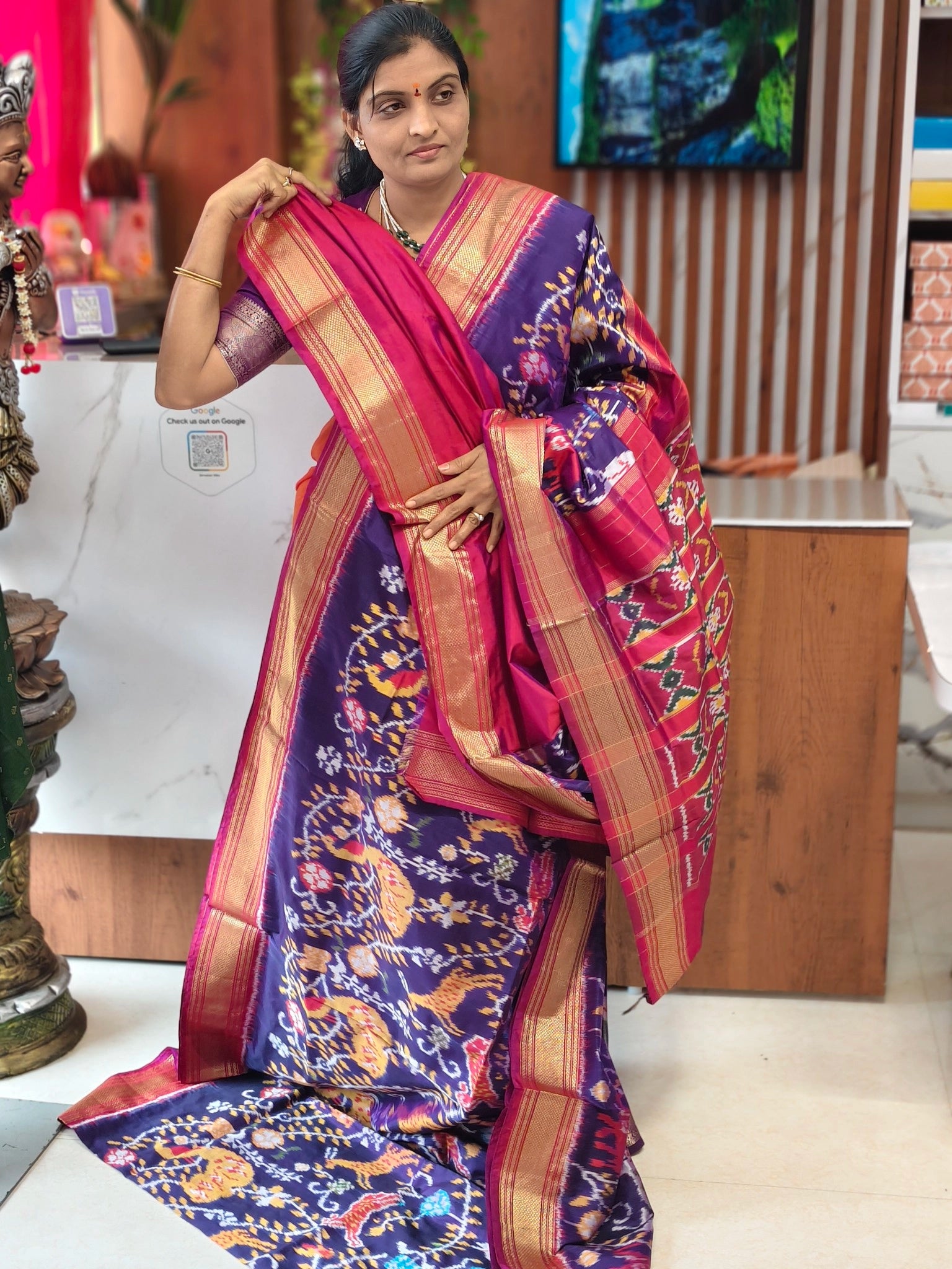 Combodian ikkat patola saree