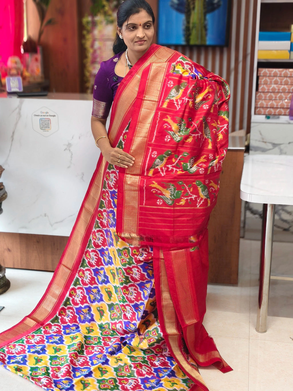 Combodian ikkat patola saree