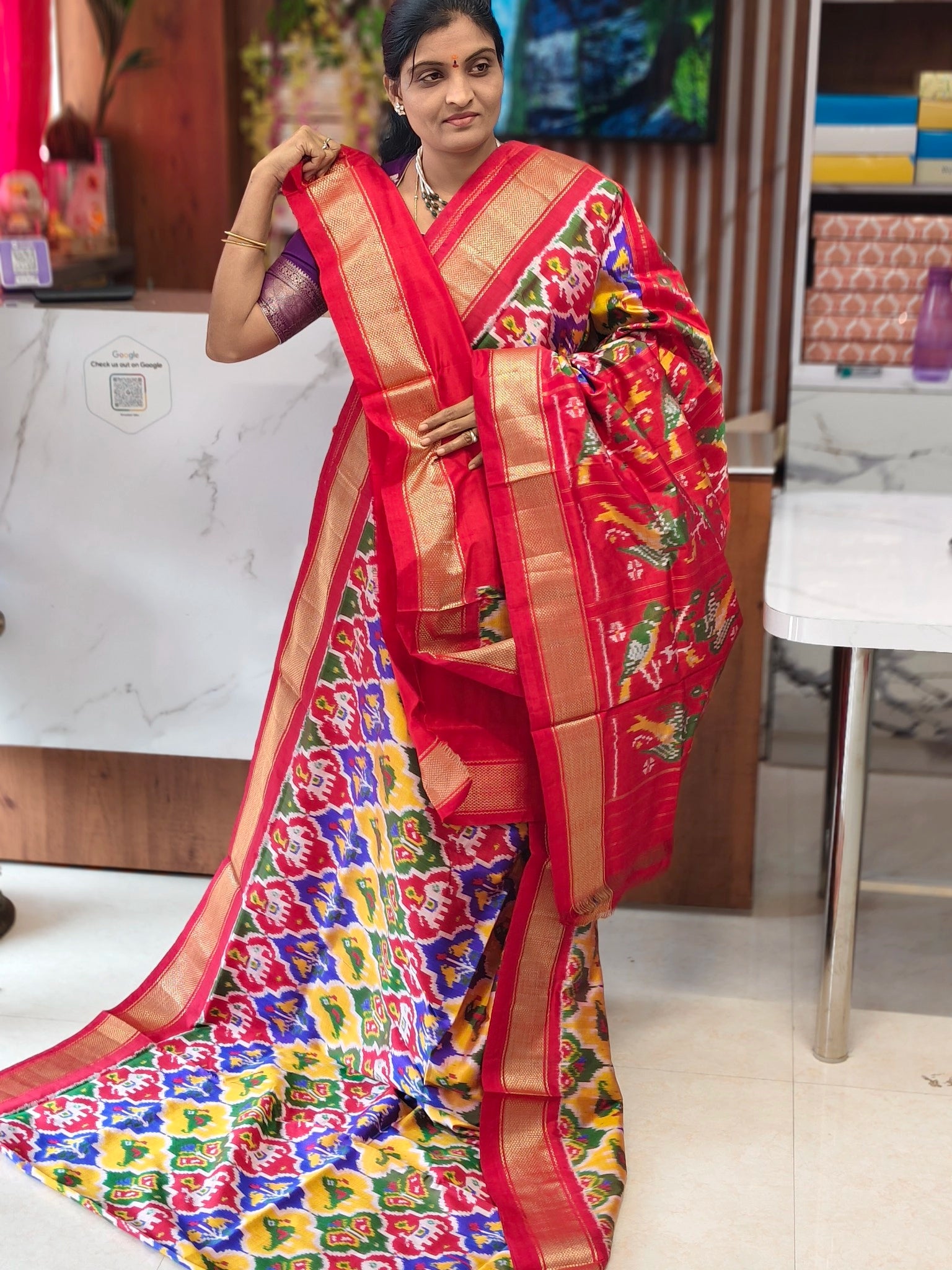 Combodian ikkat patola saree