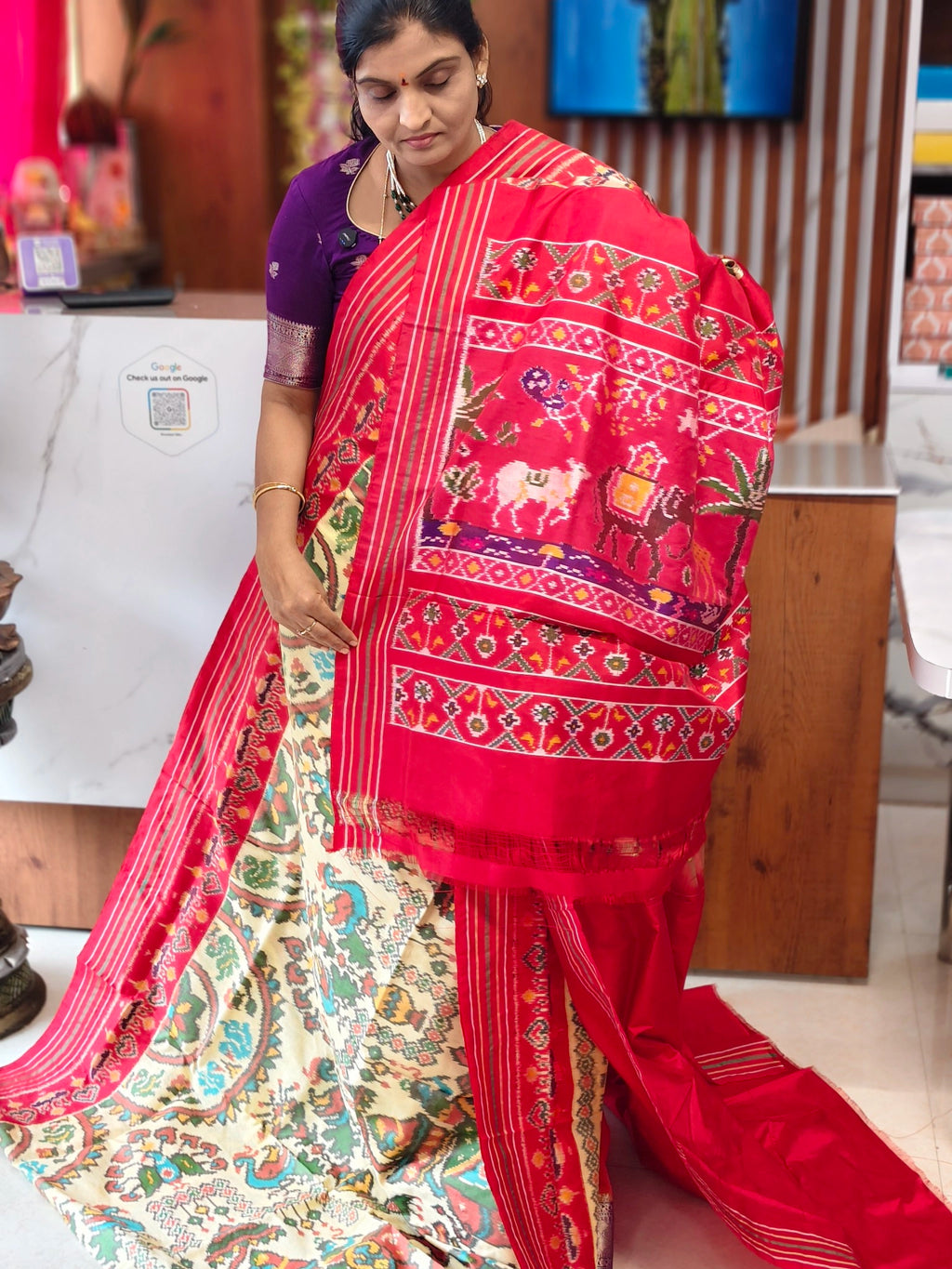 Combodian ikkat patola saree