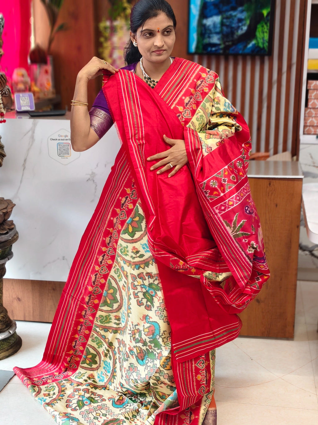 Combodian ikkat patola saree